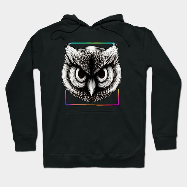 abstract neon owl head Hoodie by kakimonkey